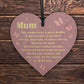 Beautiful Wooden Heart Mum Poem Mothers Day Gift For Mum