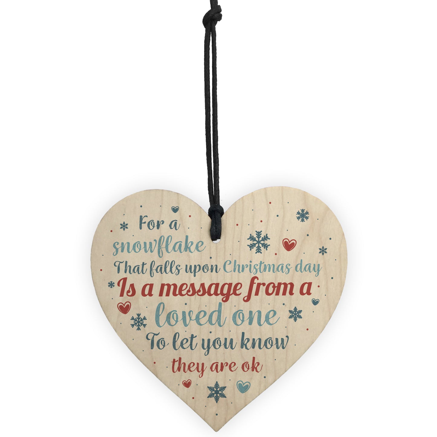 Memorial Christmas Tree Decoration Wooden Hanging Heart Plaque