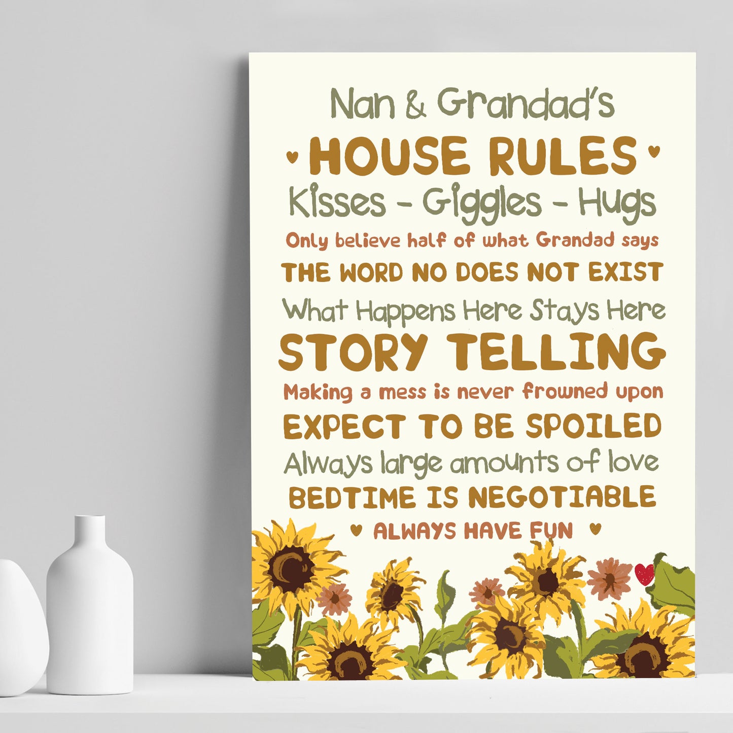 Nan And Grandad Gifts Wall Print Nan Grandad Birthday Christmas
