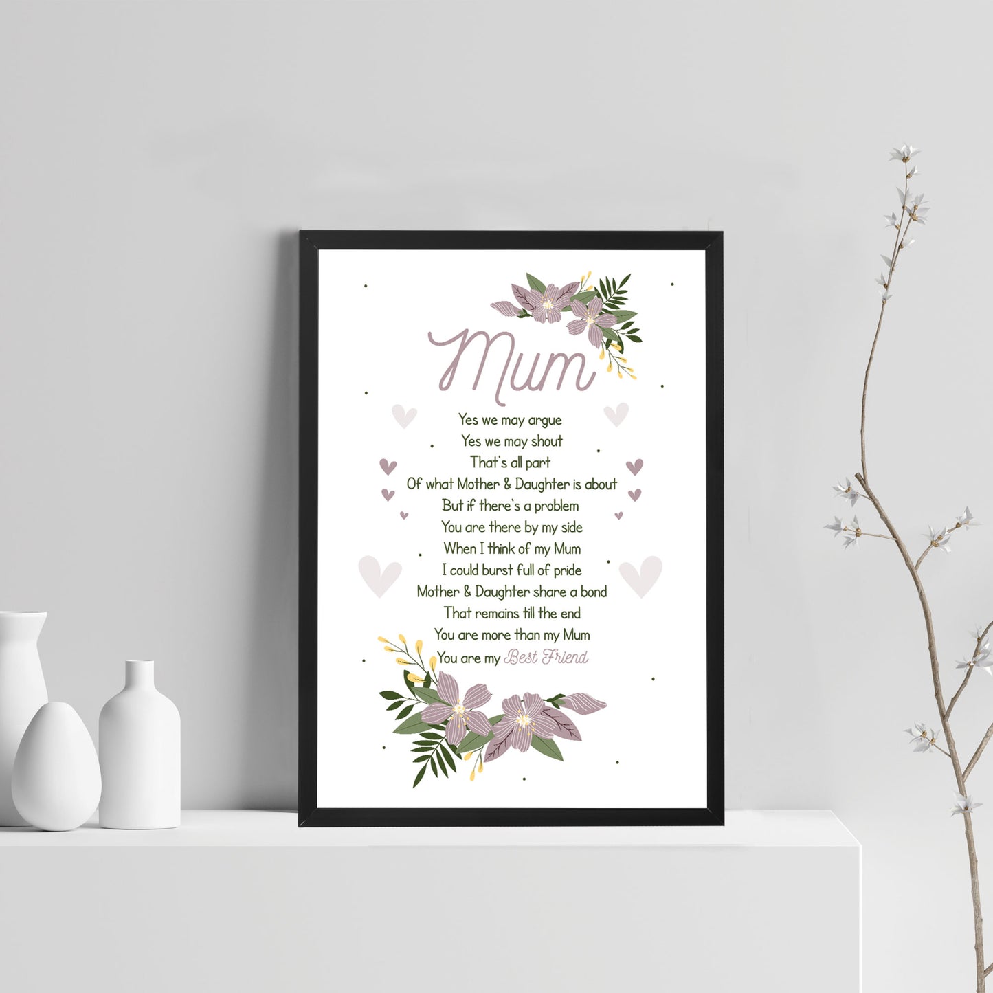 Mother And Daughter Gift Frame Print Mum Birthday Christmas Gift