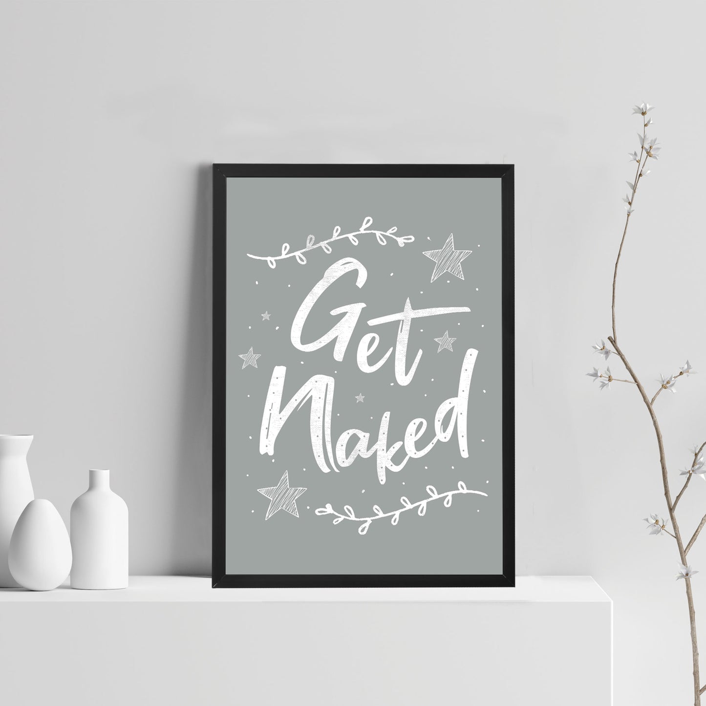 Framed Grey Bathroom Print Funny Bathroom Sign Bathroom Wall Art