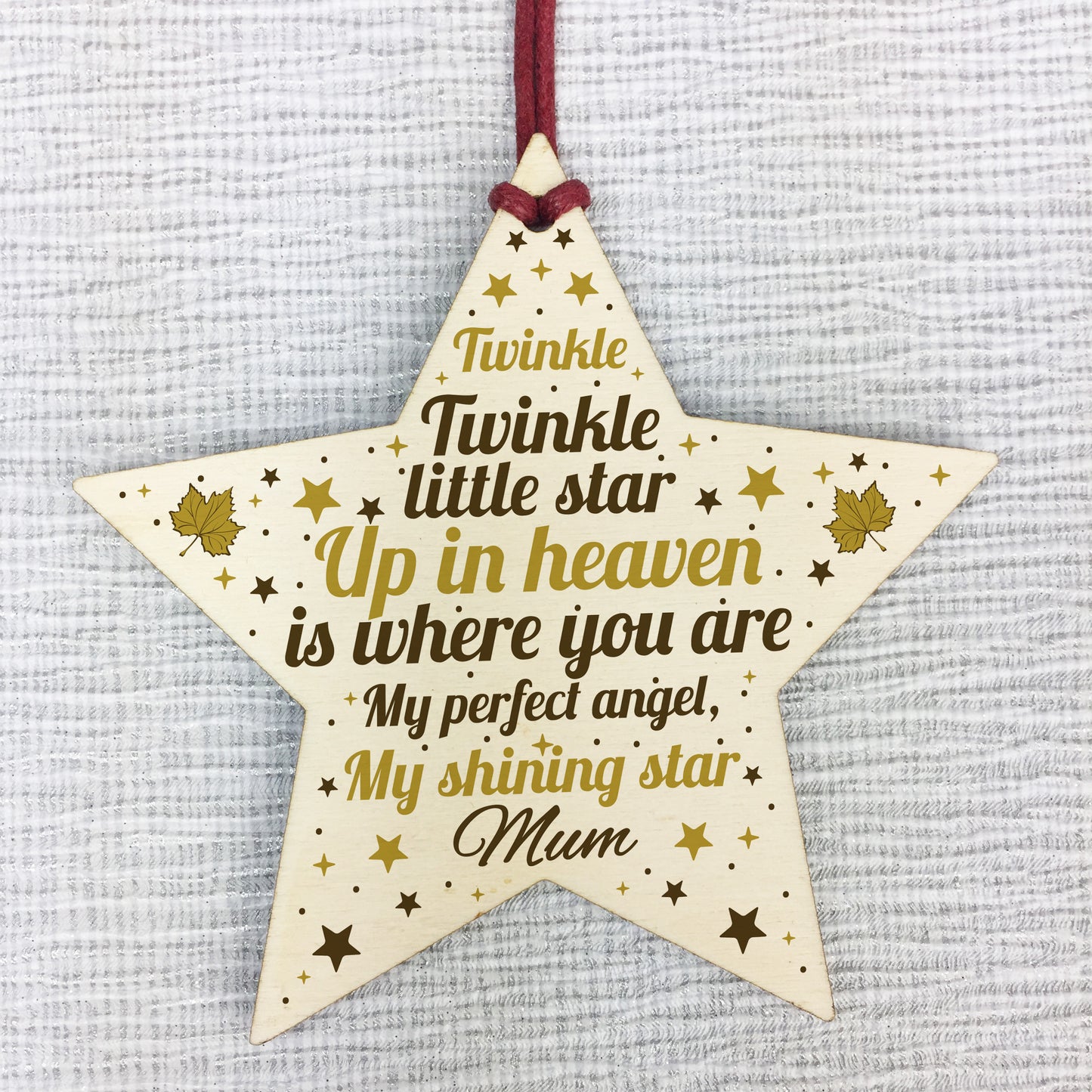 Wooden In Memory Star Christmas Tree Decoration Mum Memorial