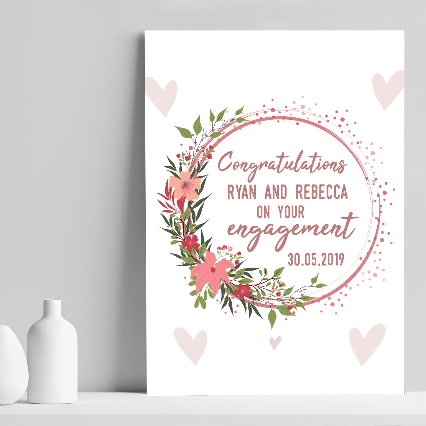 Personalised Congratulations Engagement Print Unique Couple Gift