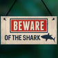 Funny Beware Of The Shark Hot Tub Sign Novelty Lazy Spa Signs