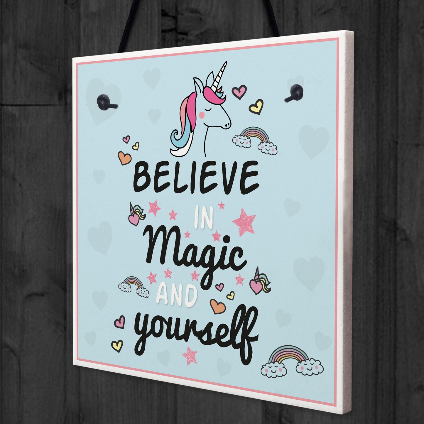 Believe In Magic and Yourself Unicorn Wall Plaque Sign