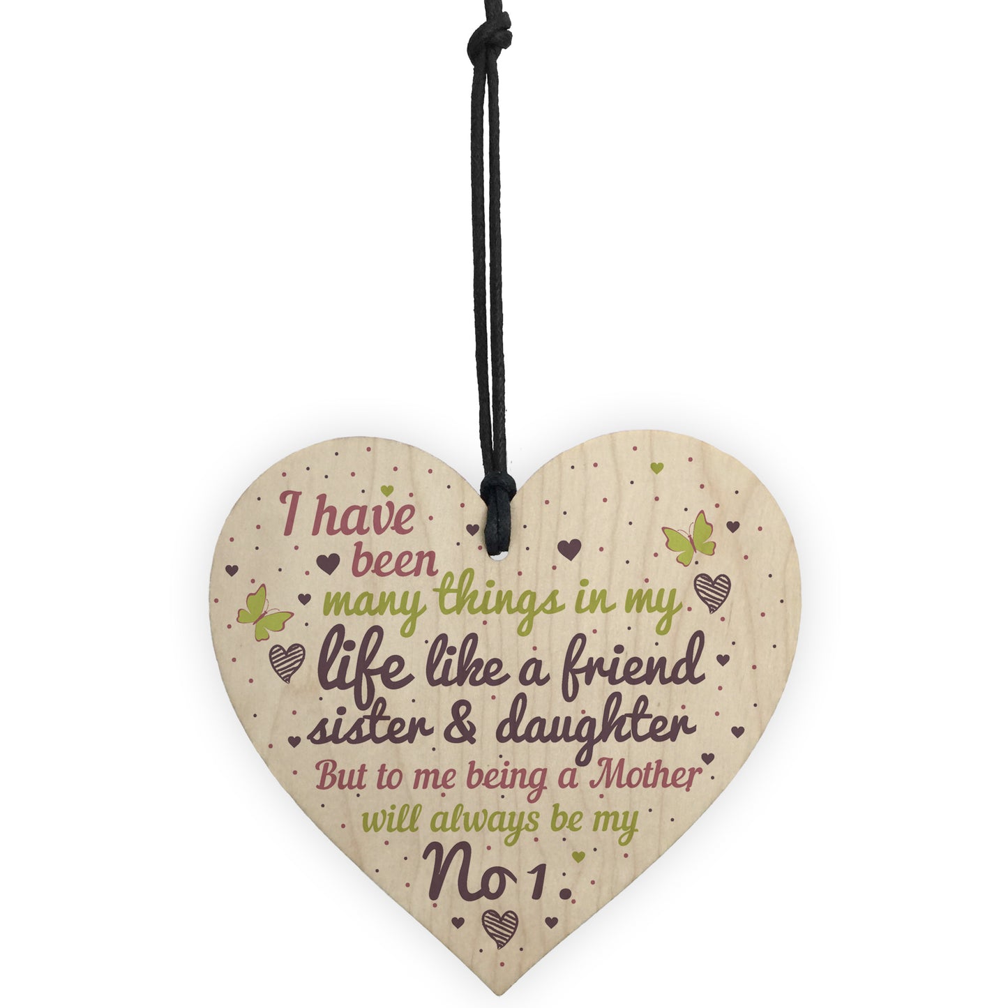 Mum Mother Sister Friendship Gift Wooden Heart Sign Chic Plaque