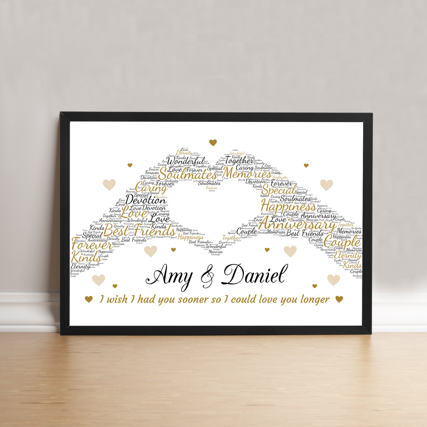 Personalised Word Art Wedding Anniversary Print Frame Gift