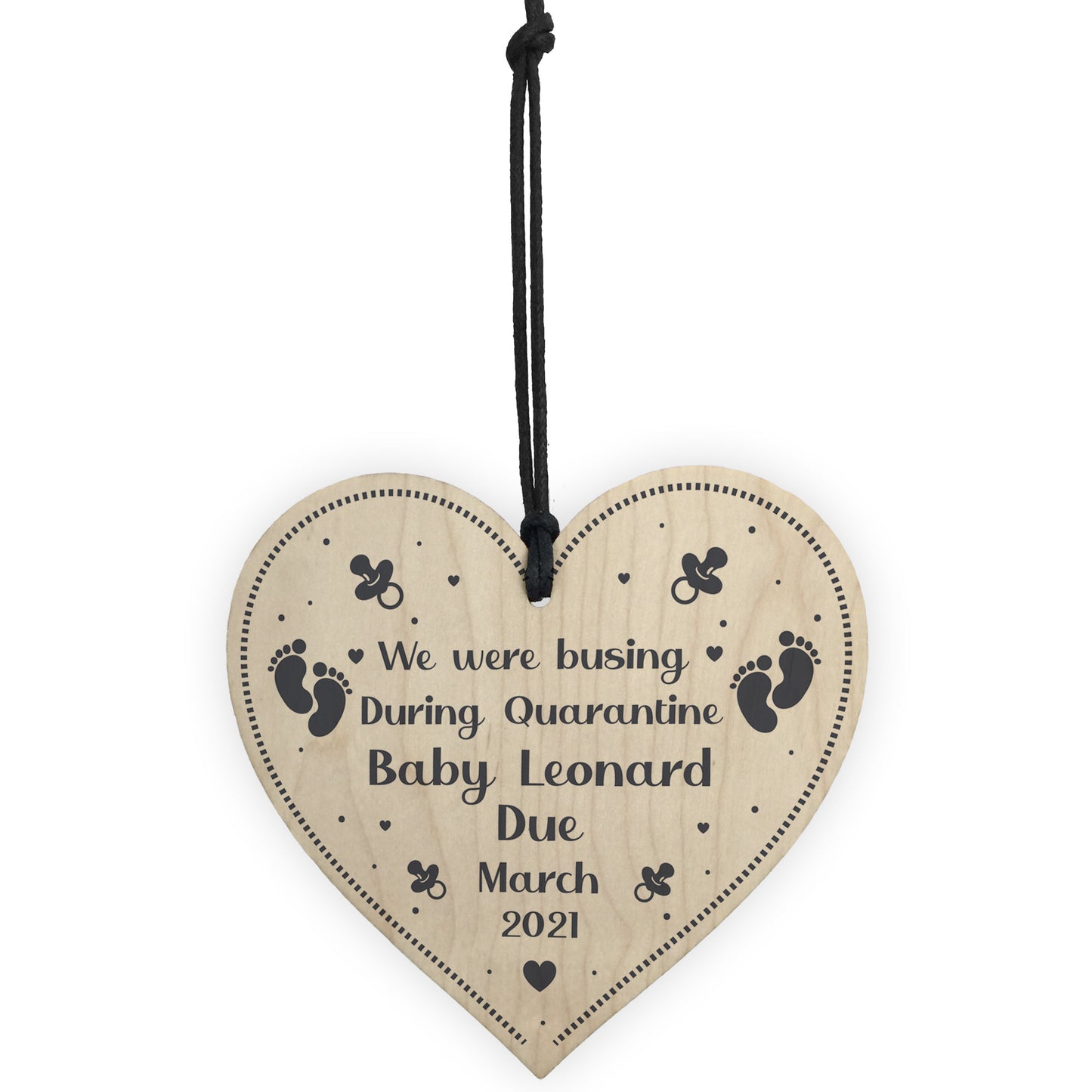 Funny Quarantine Baby Annoucement Gift Wood Heart Baby Gift
