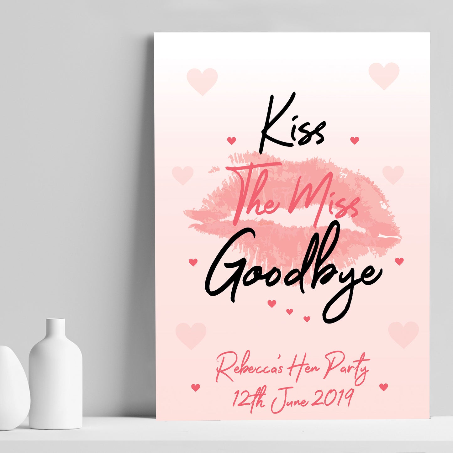 Personalised Kiss The Miss Goodbye Print Hen Party Accessories
