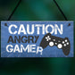 Blue Gaming Sign Hanging Door Plaque Gamer Gift Boys Bedroom