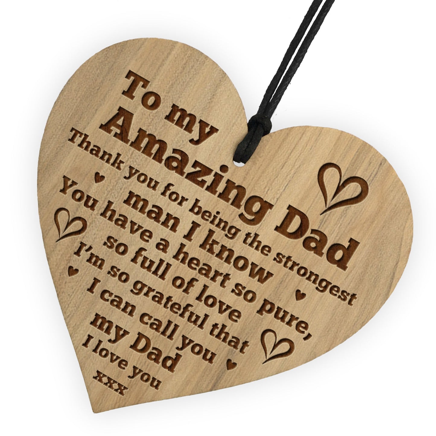 I Love You Dad Gift Engraved Heart Sign For Birthday Fathers Day