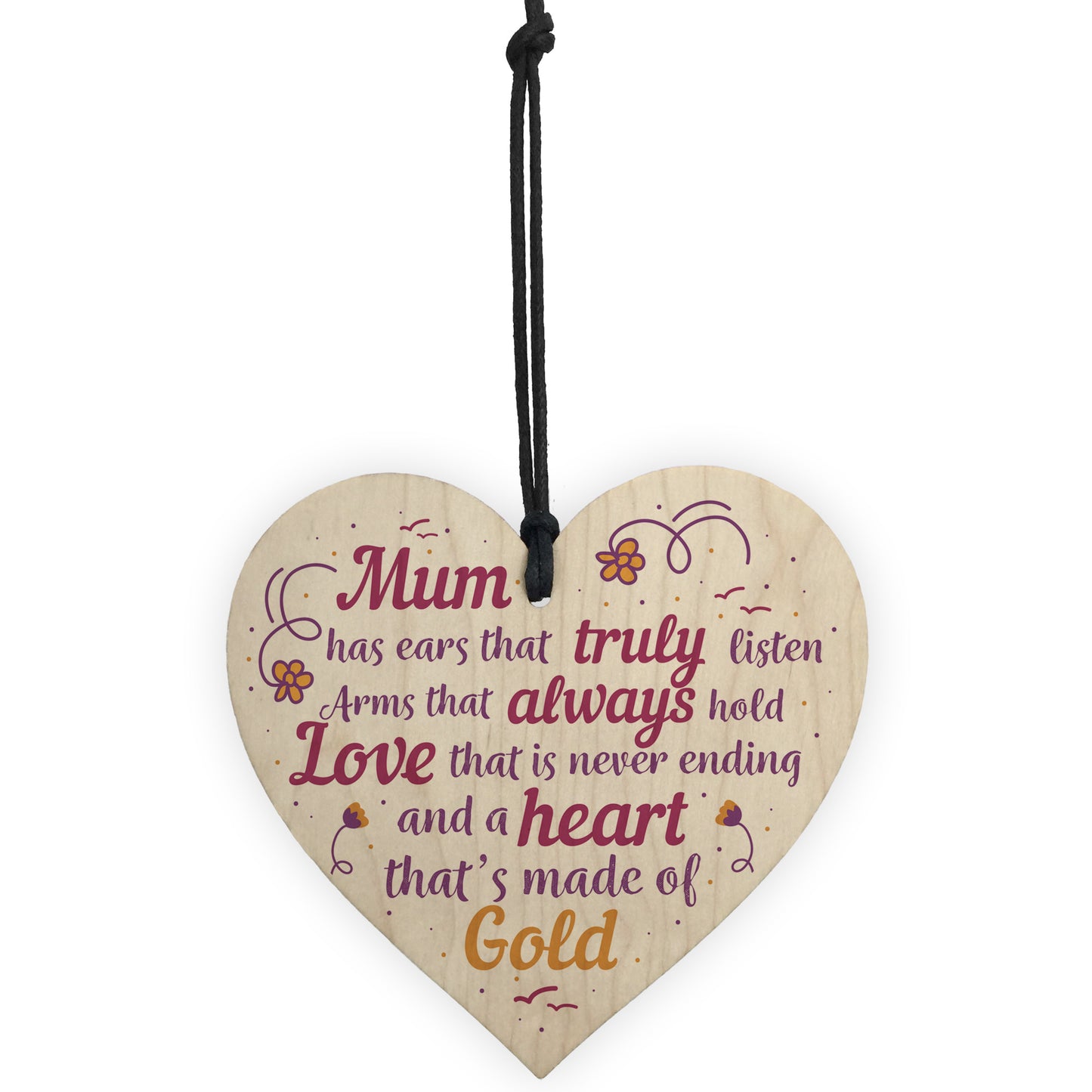 Mum Mummy Mother Christmas Gift From Daughter Son Wood Heart