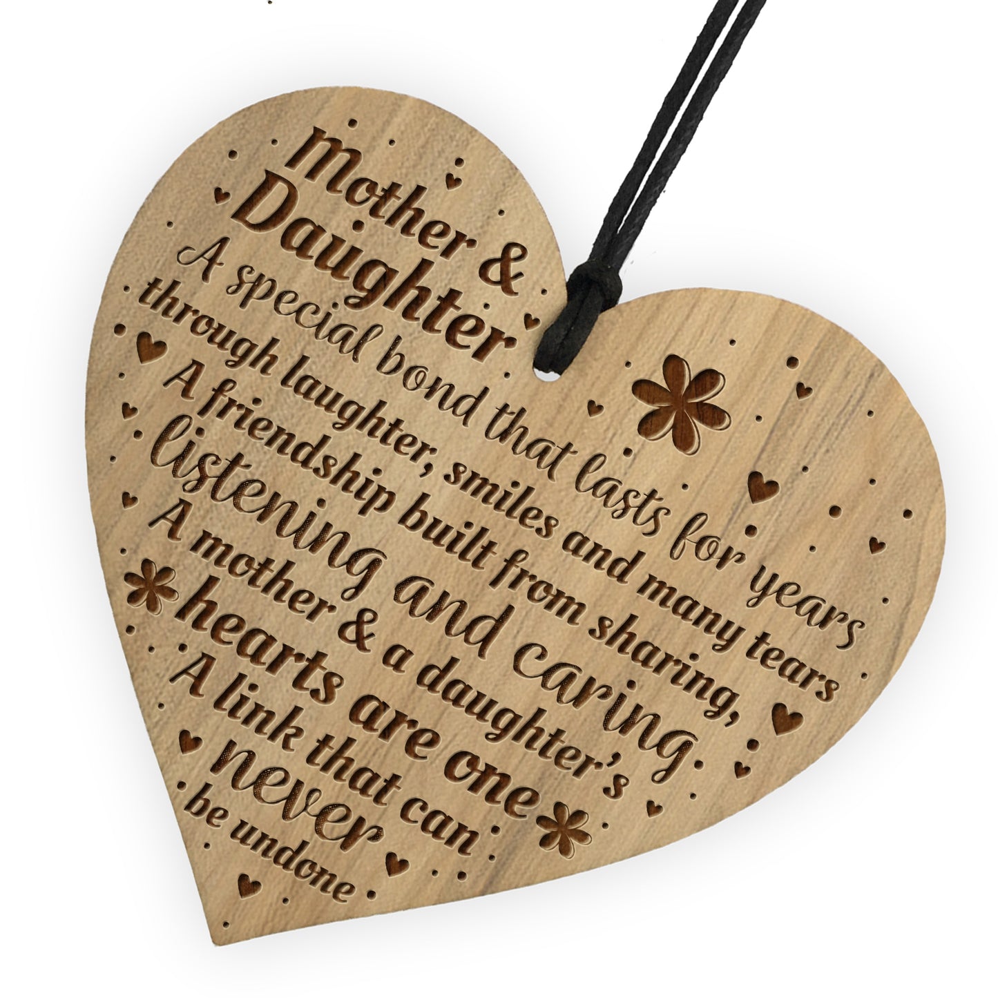 Mother And Daughter Gift Engraved Wood Heart Birthday Christmas