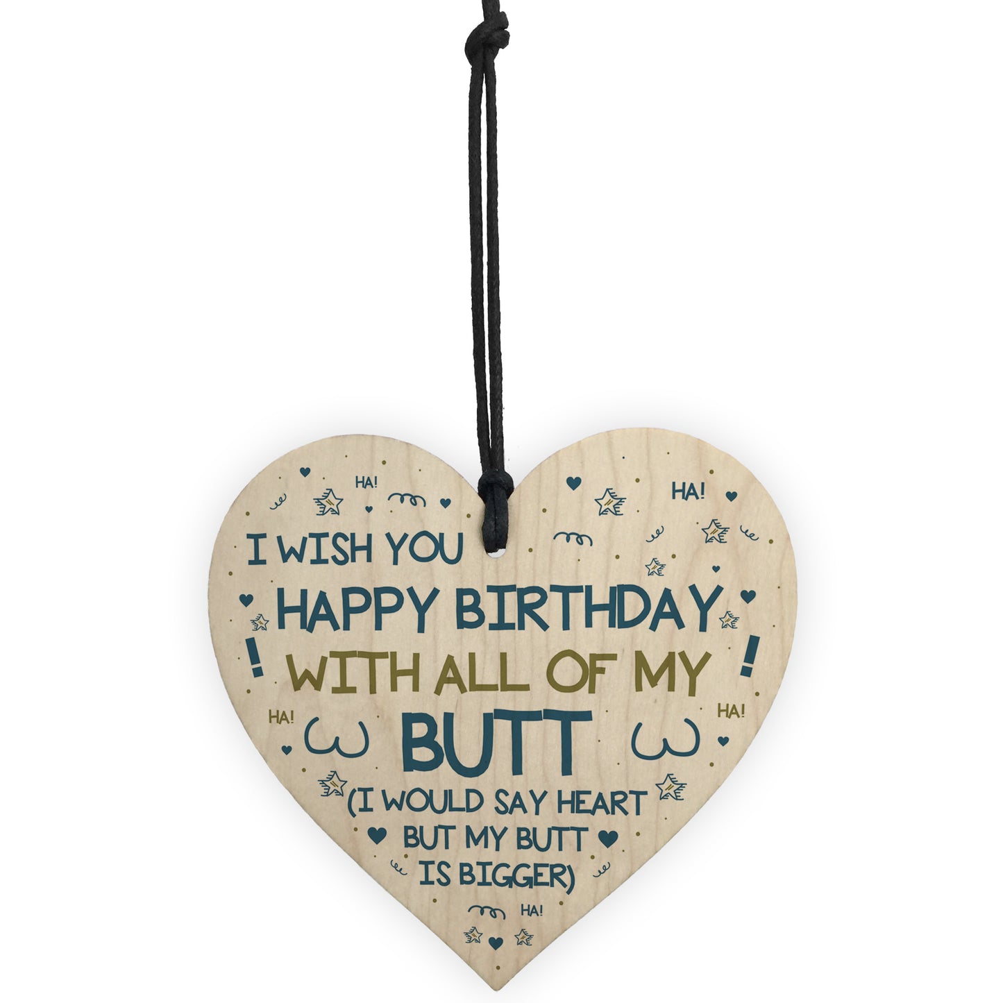 Funny Rude Birthday Gift Novelty Wood Heart Husband Boy Gift