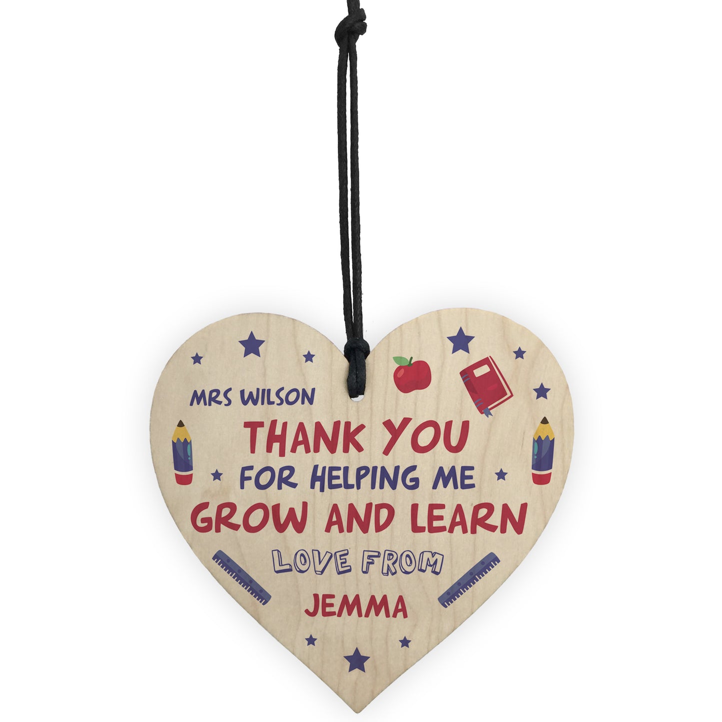 Teacher Thank You Gift Personalised Wooden Heart Leaving School