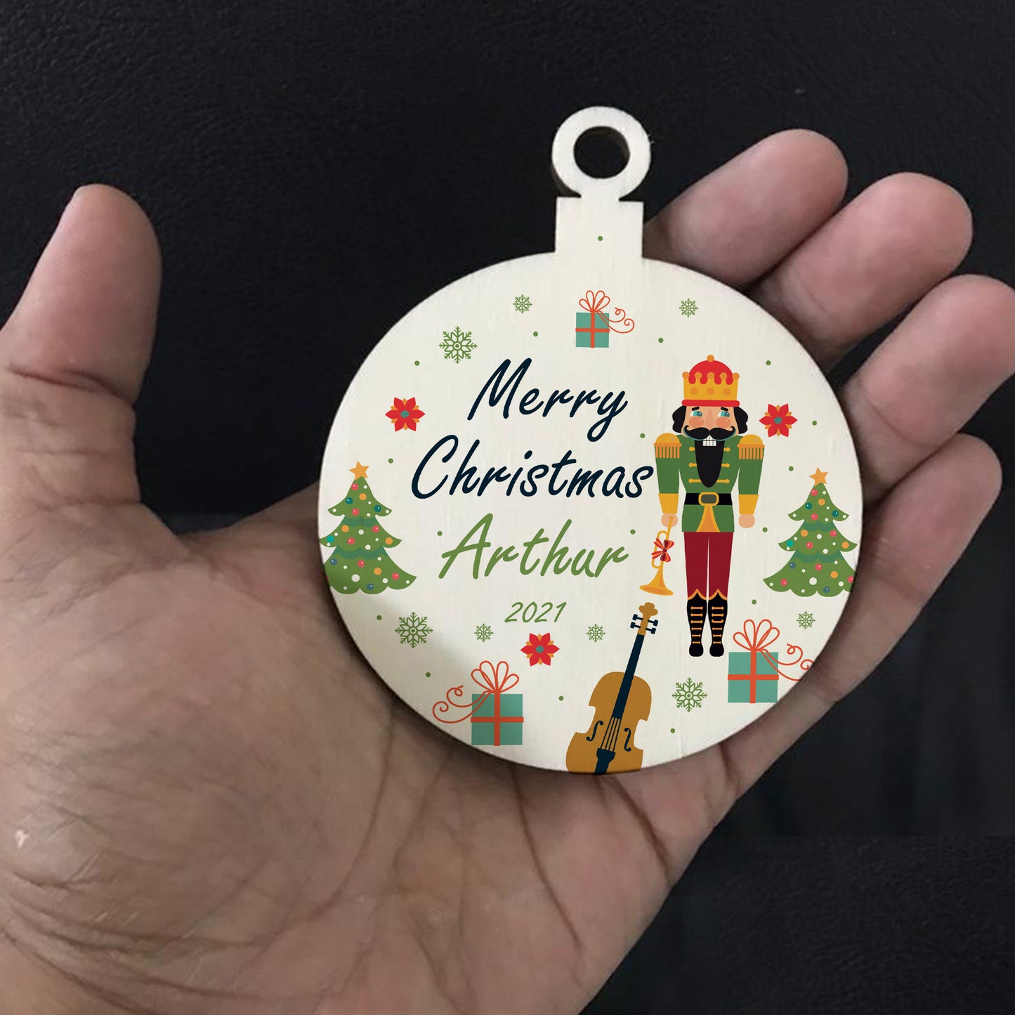 New Baby Gift Wooden Bauble Hanging Tree Decoration Son Gift