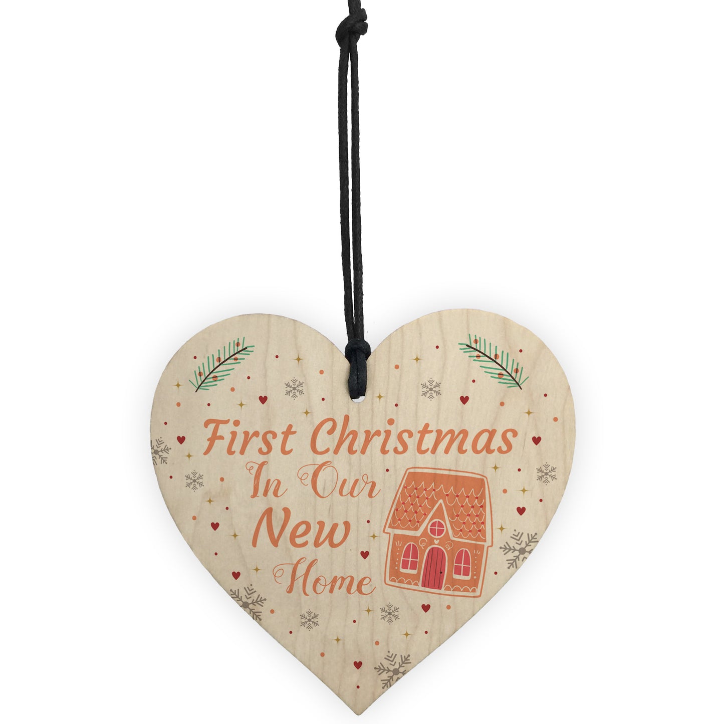 First Christmas New Home Gift Personalised Wood Heart Tree Decor