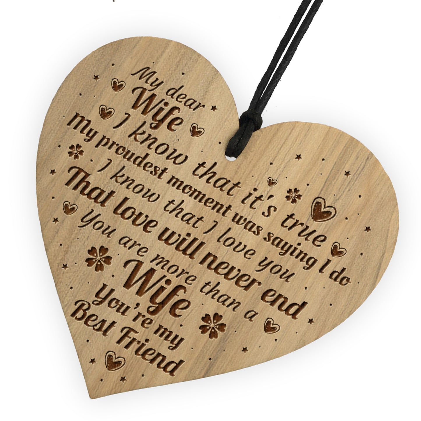 Anniversary Birthday Christmas Gift For Wife Engraved Heart Gift