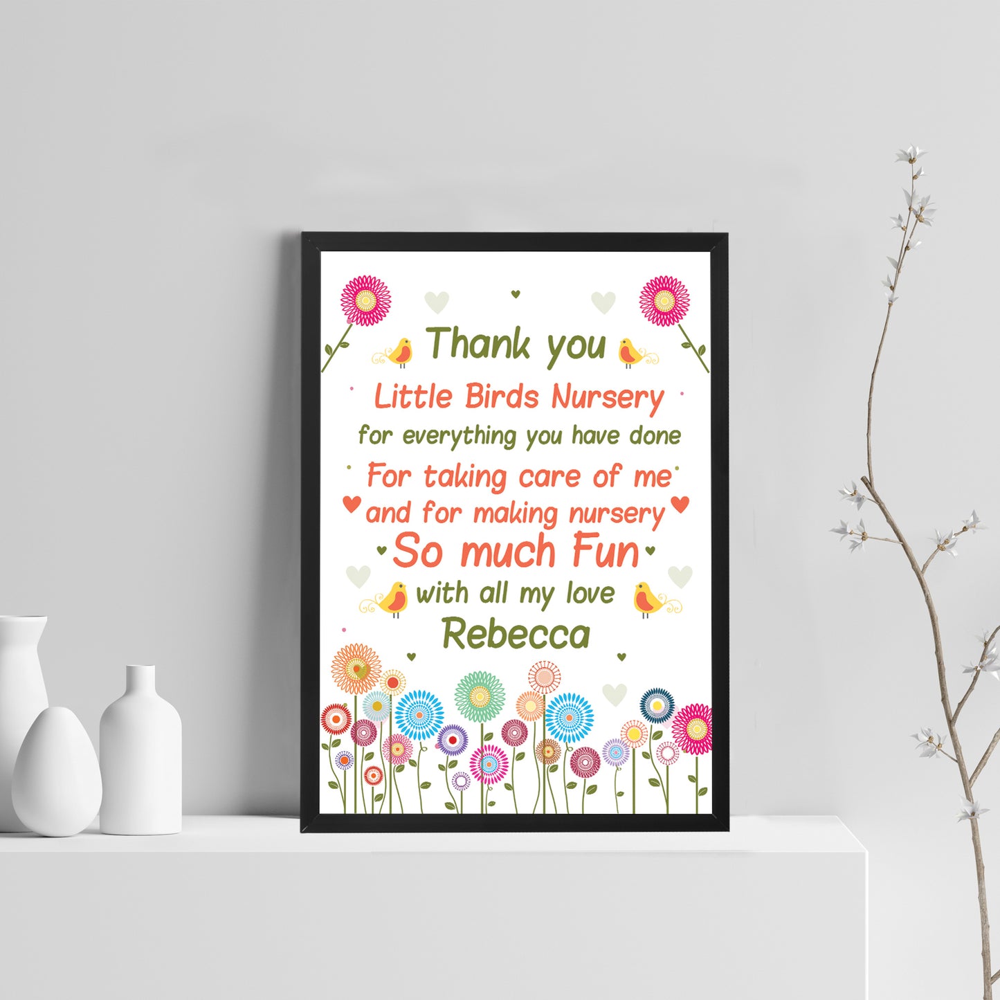 Personalised Teacher Nursery Pre School Thank You Gift Print