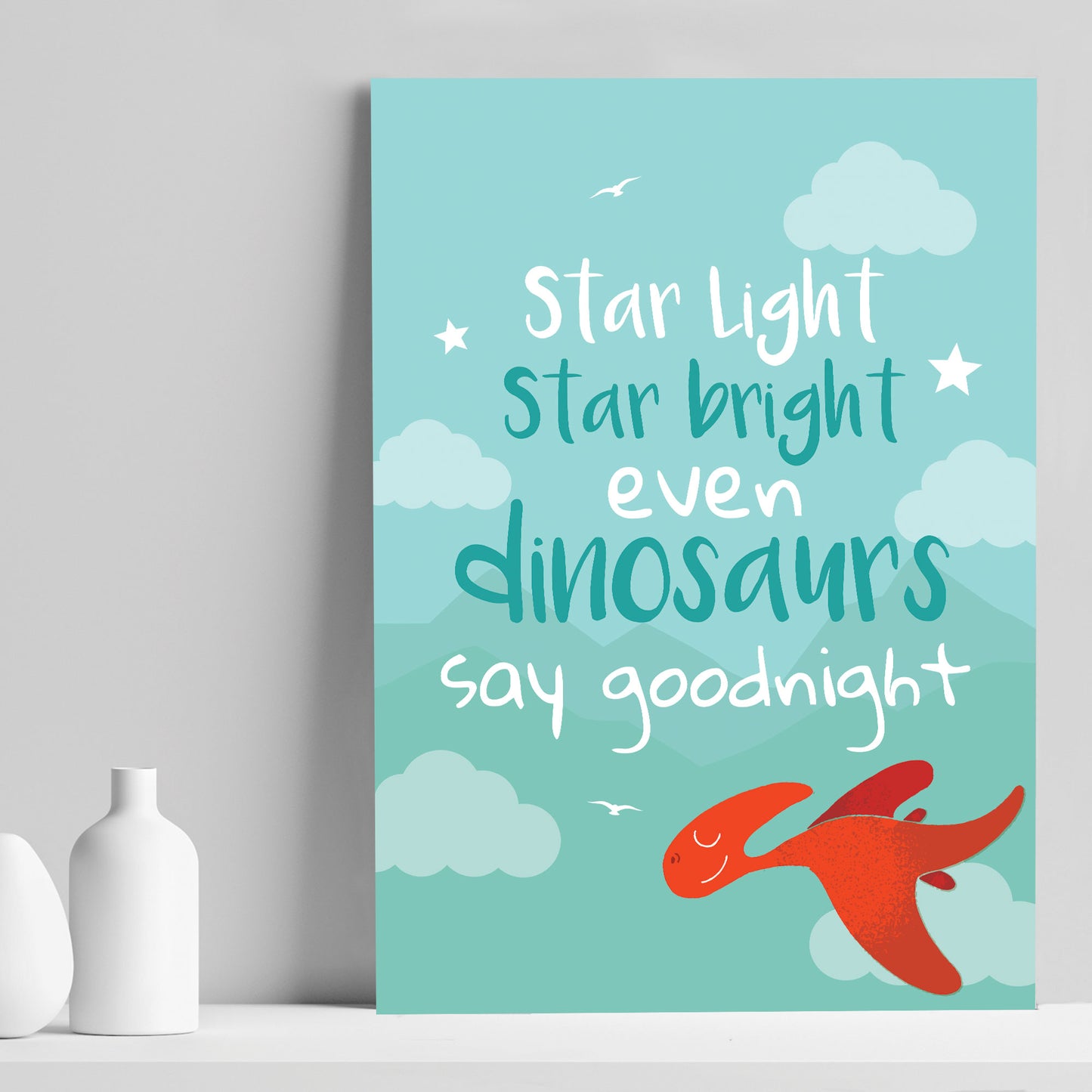 Dinosaur Print Boys Bedroom Wall Art Decoration Nursery Decor