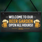 Beer Garden Welcome Sign Novelty Home Bar Sign Garden Decor