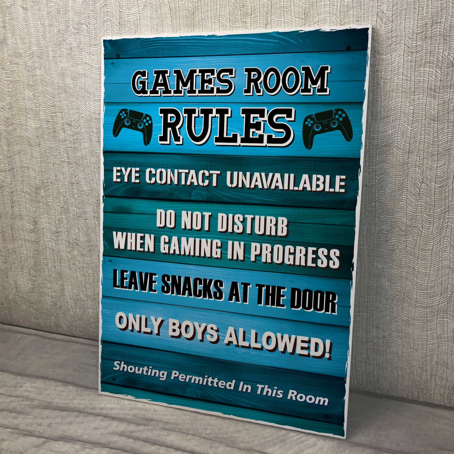 Games Room Rules Novelty Bedroom Wall Plaque Gamer Gift For Boys