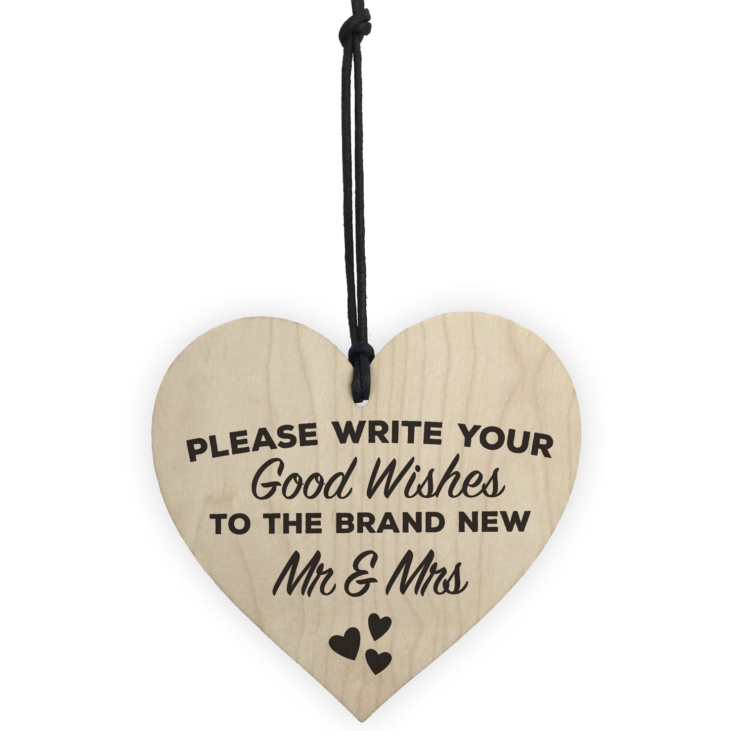 Good Wishes New Mr & Mrs Wooden Hanging Heart Wedding Sign
