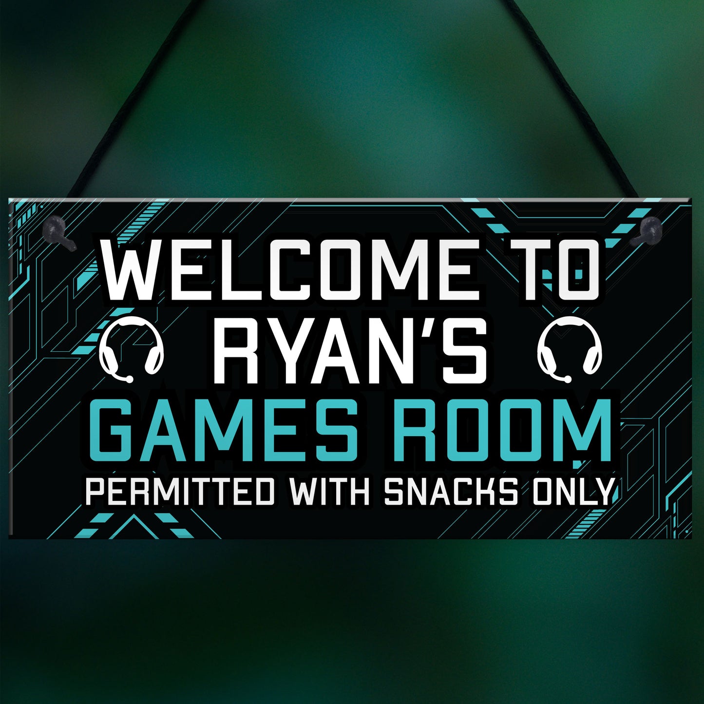 Welcome Sign GAMES ROOM Sign Man Cave Bedroom Door Sign