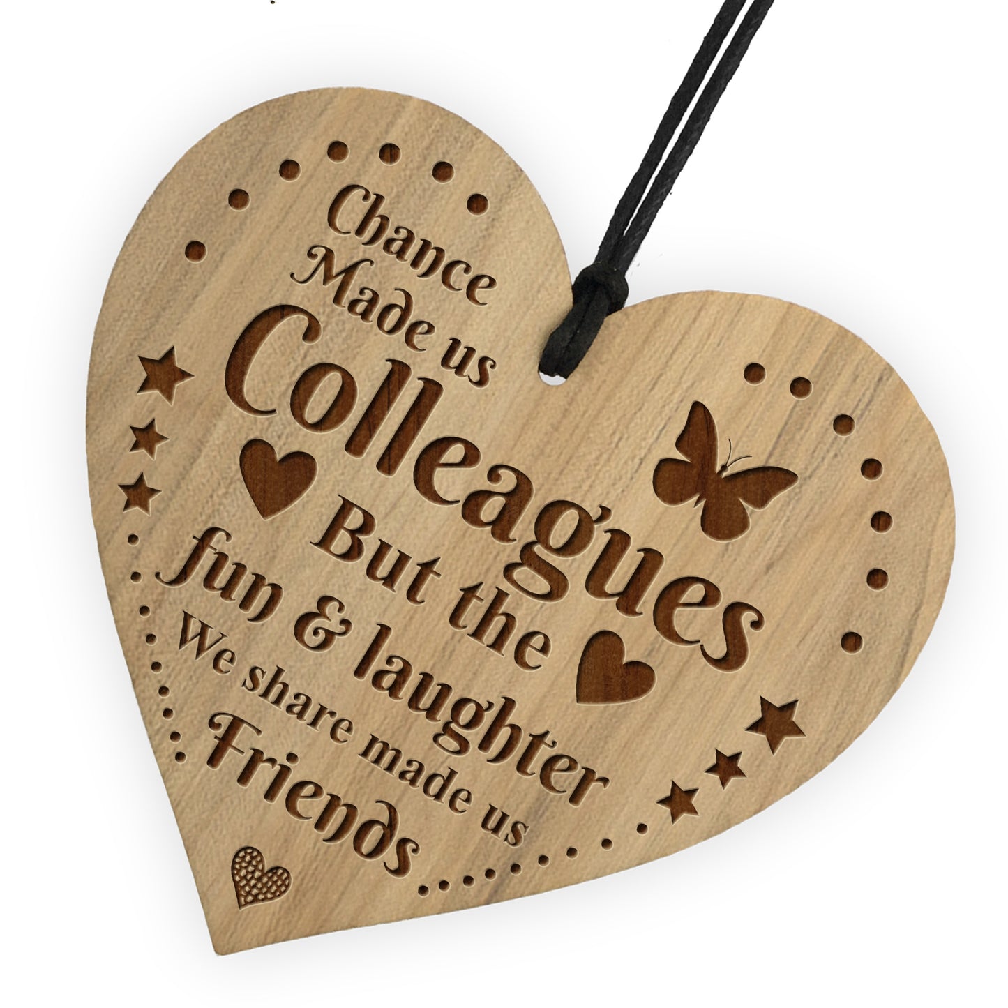 Chance Made Us Colleagues Gift Engraved Wood Heart Friendship