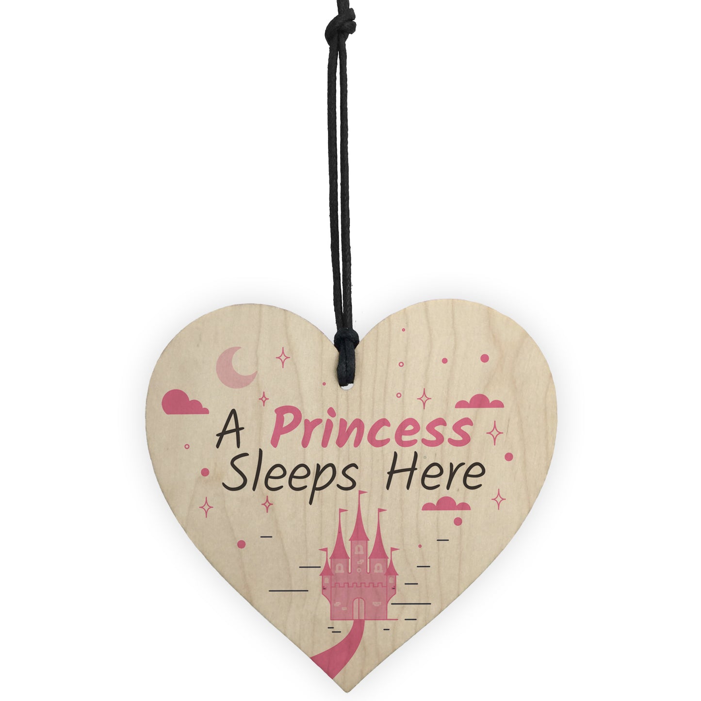 Princess Sleeps Here Hanging Heart Baby Daughter Bedroom Plaque
