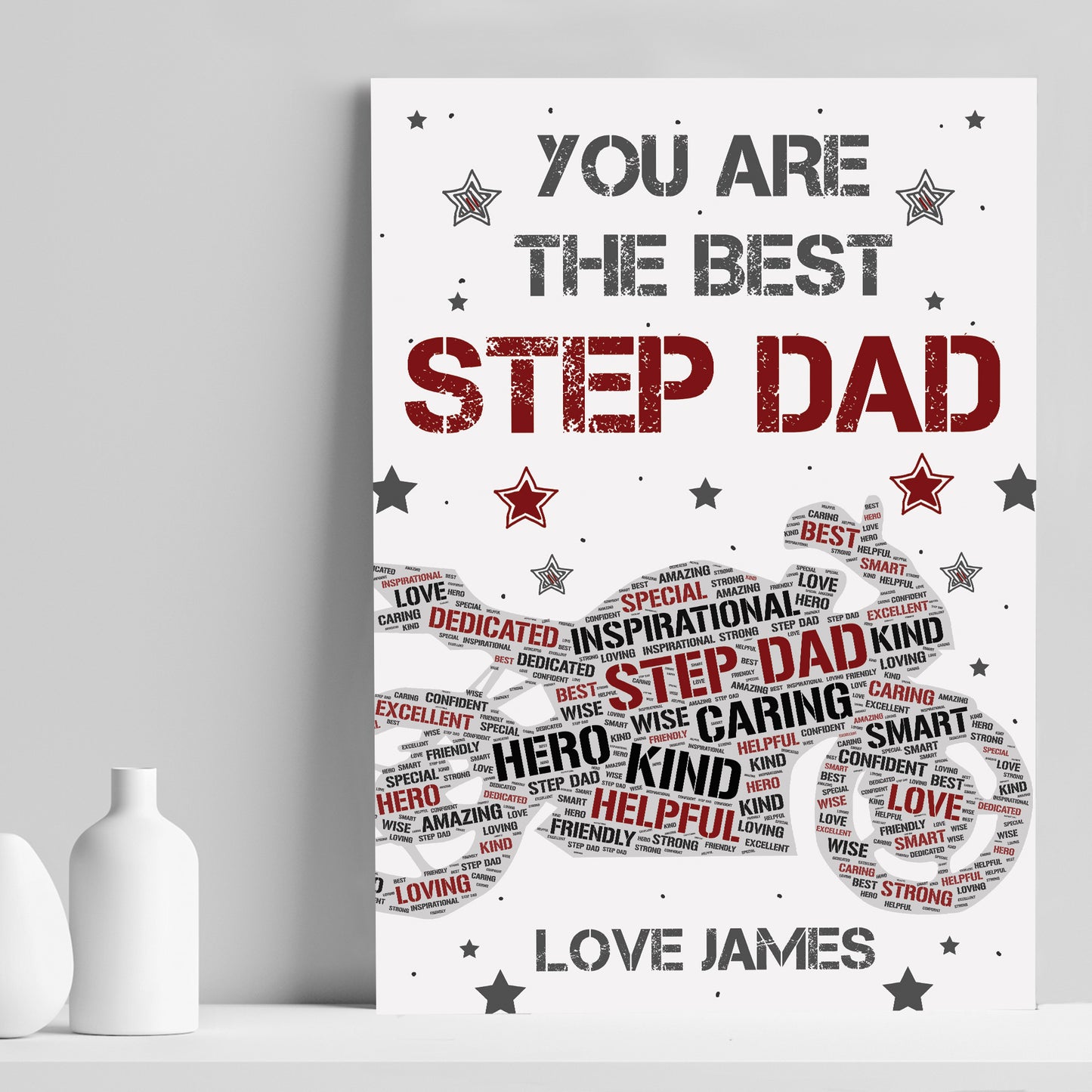 Personalised Fathers Day Gift Biker Gift Bike Print Step Dad