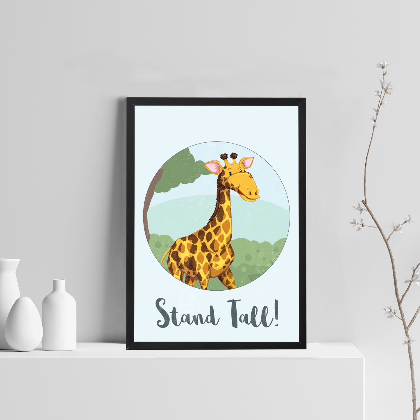 Animal Framed Nursery Prints / Giraffe Wall Art Pictures Nursery