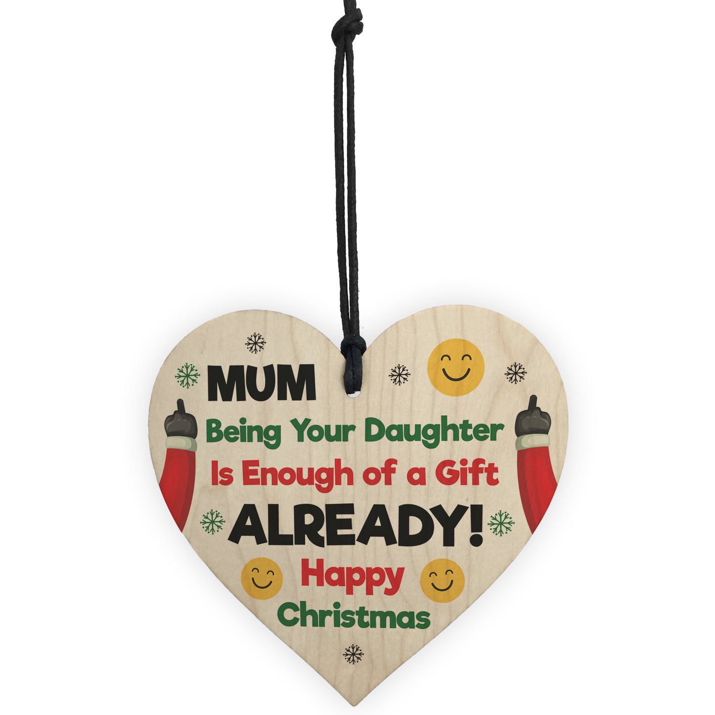 Funny Christmas Gift For Mum From Daughter Wood Heart Joke Gift