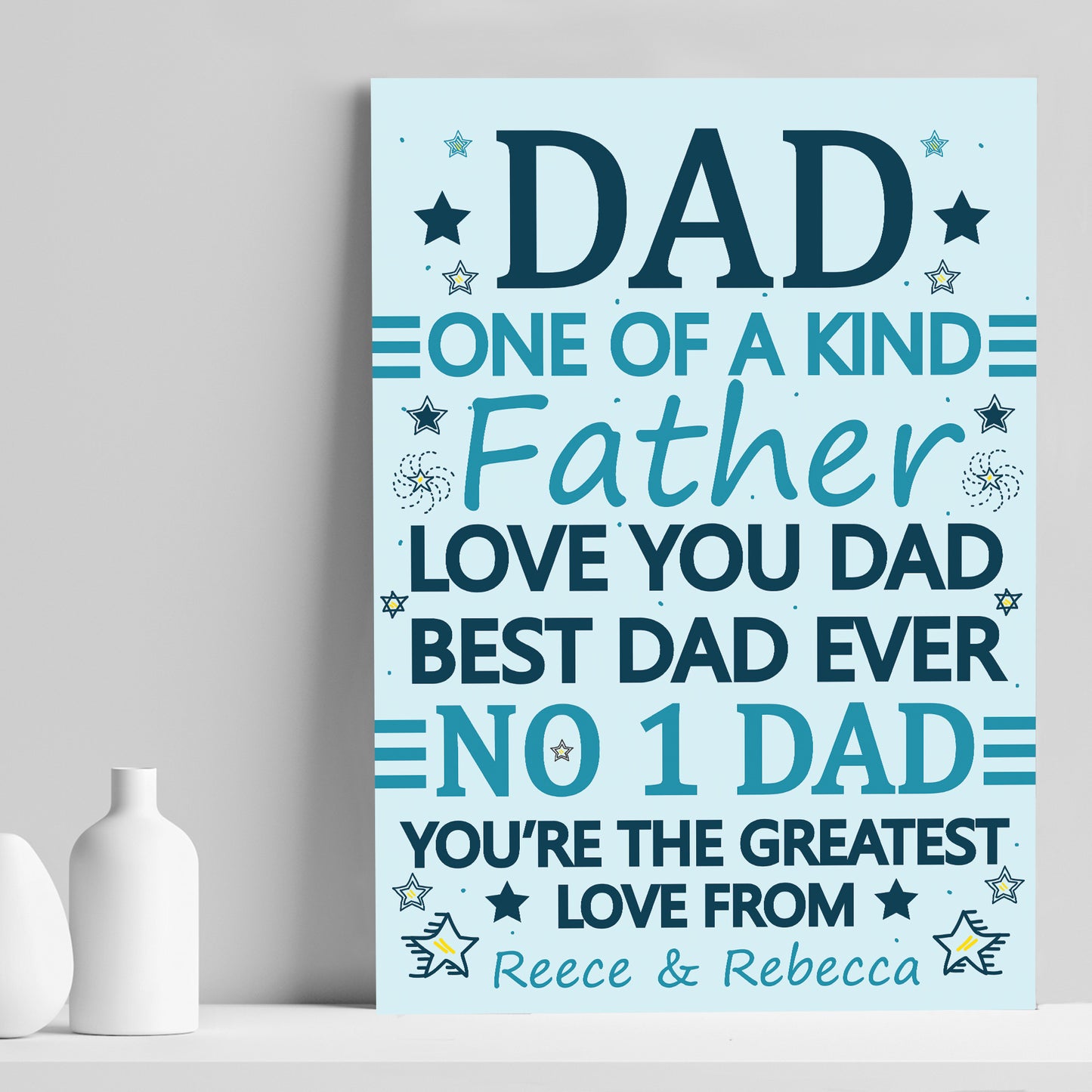 No 1 Dad Gift Dad Birthday Xmas Gift From Daughter Son Print