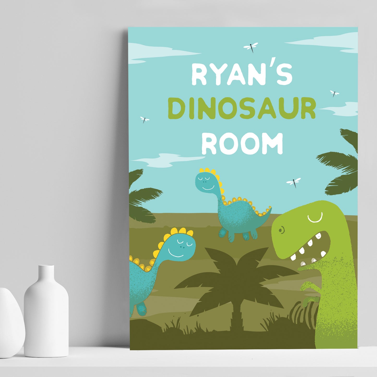Personalised Boys Bedroom Sign Dinosaur Print Nursery Decor Boy