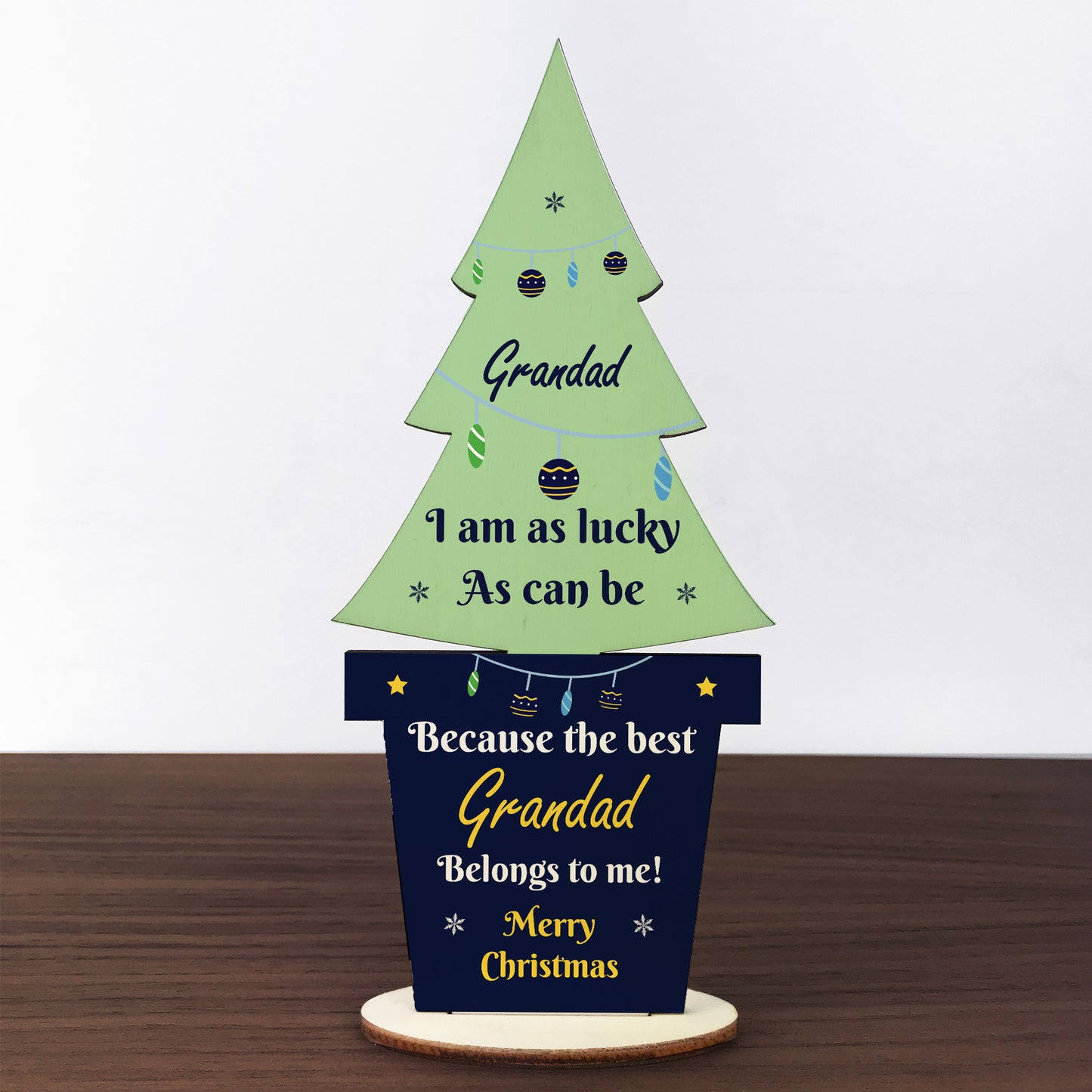 Christmas Gift For Best Grandad Wood Christmas Tree Thank You
