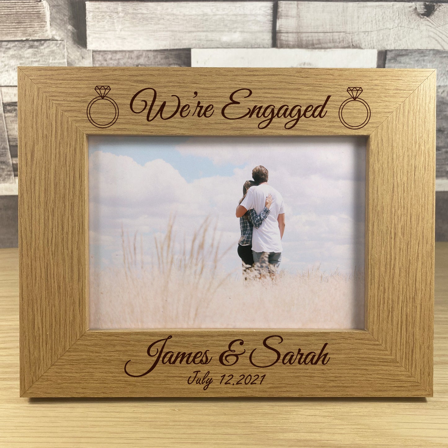 Personalised Wooden Photo Frame Engraved 7X5 Frame Engagement
