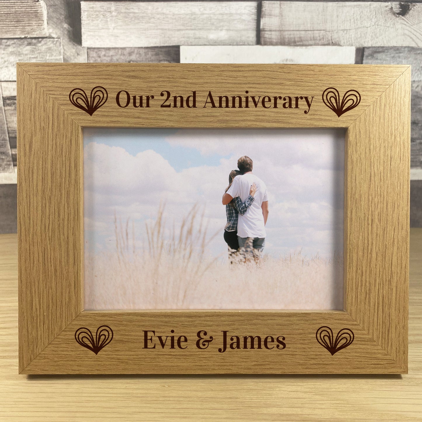 2nd Anniversary Gift 7x5 Wooden Photo Frame Anniversary Gift