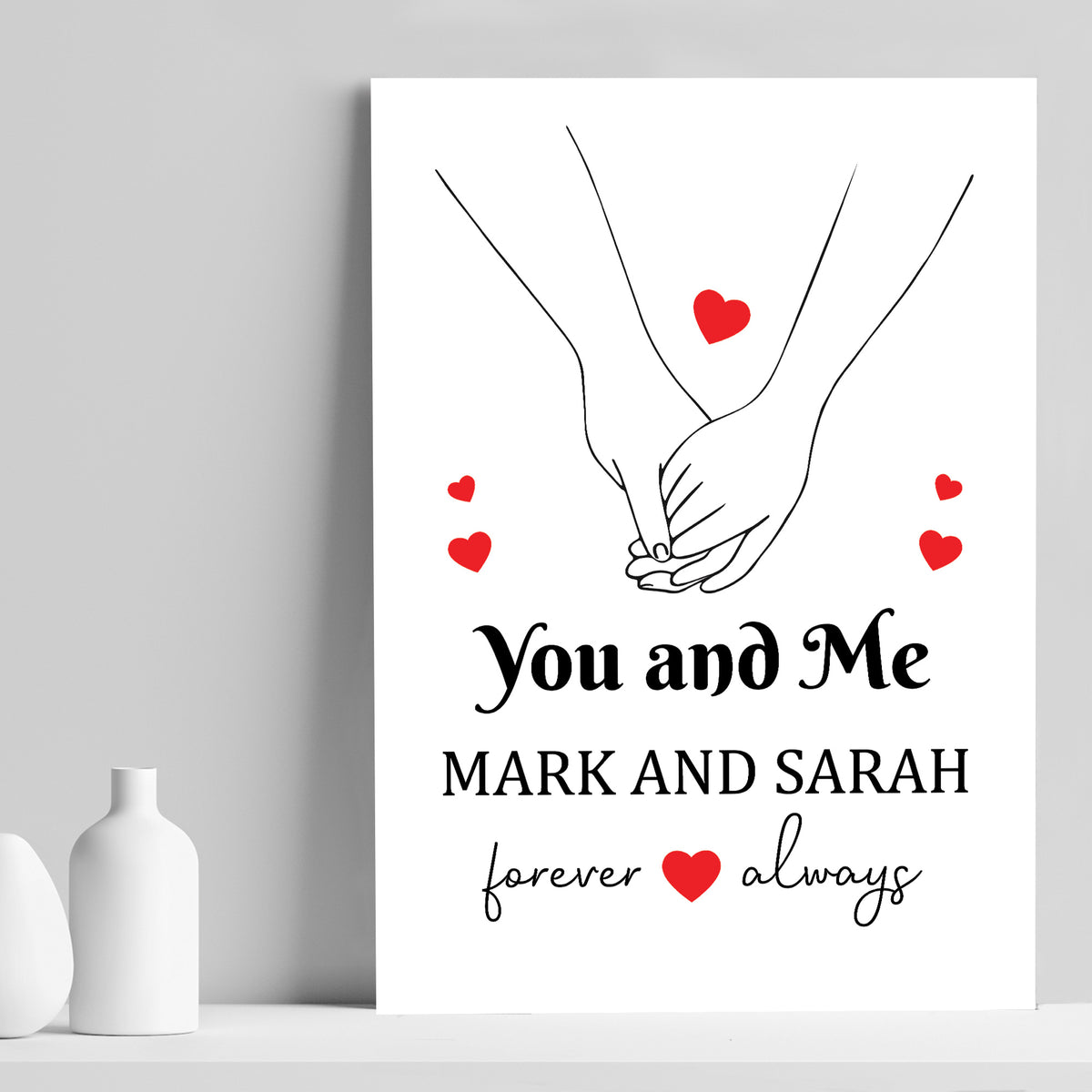 Valentines Gifts For Him Her Boyfriend Girlfriend Hands Print