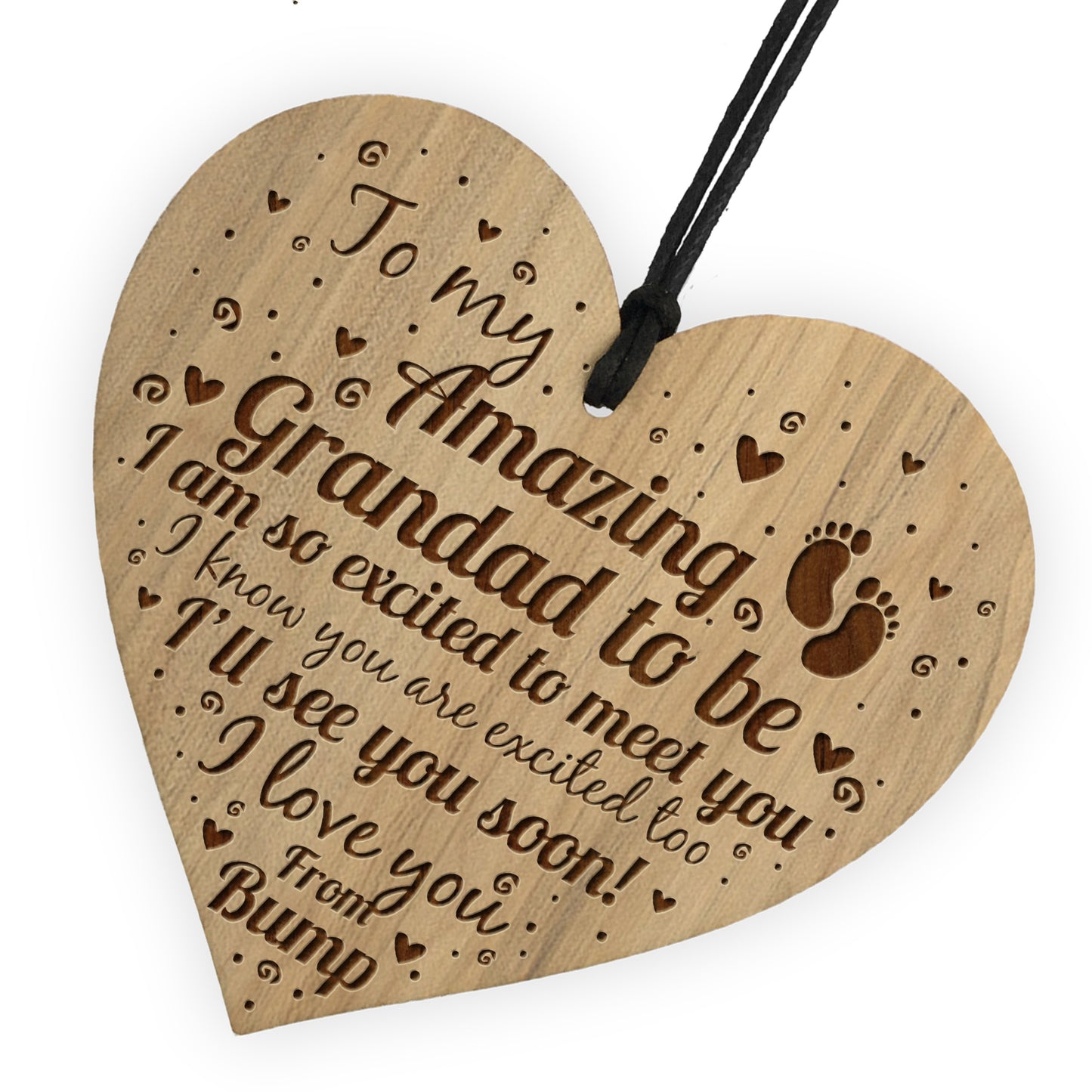 Grandad To Be Gifts Birthday Christmas Gift Engraved Heart Bump