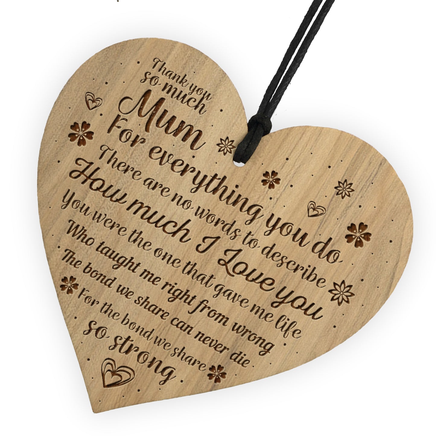 THANK YOU Mum Gift For Birthday Christmas Engraved Heart