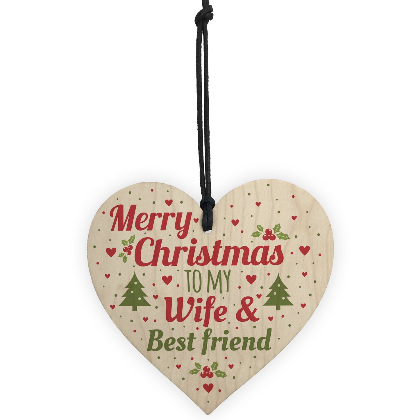 Christmas Gift For Wife Best Friend Wood Heart Tree Decoration