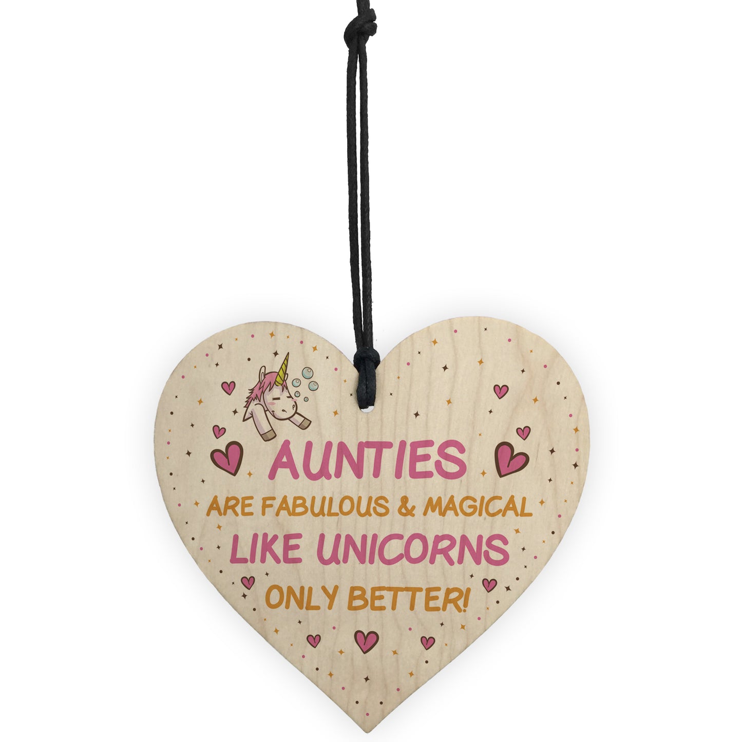 Auntie Plaque Wood Heart Funny Auntie Gift Unicorn Plaque
