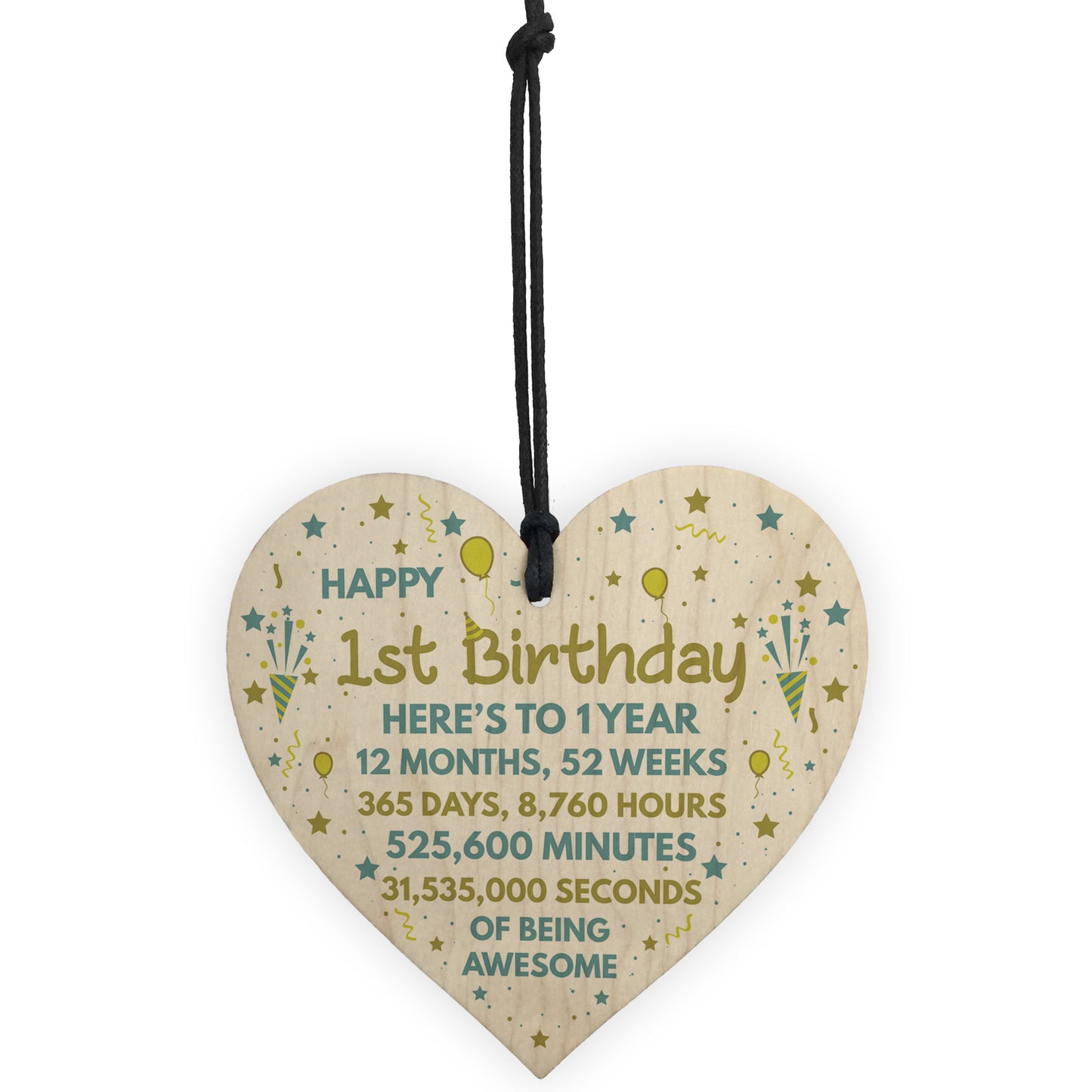 1st Birthday Gift For Daughter Son 1st Birthday Card Wood Heart