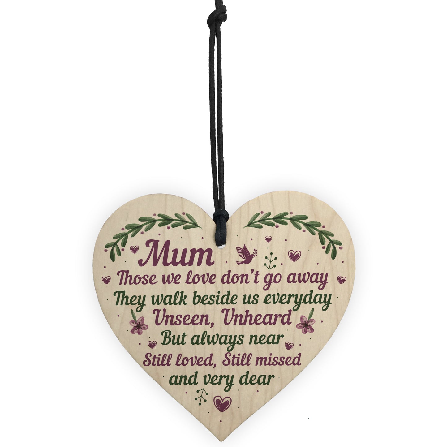 Mum Memorial Plaque Christmas Bauble Grave Wooden Hanging Heart