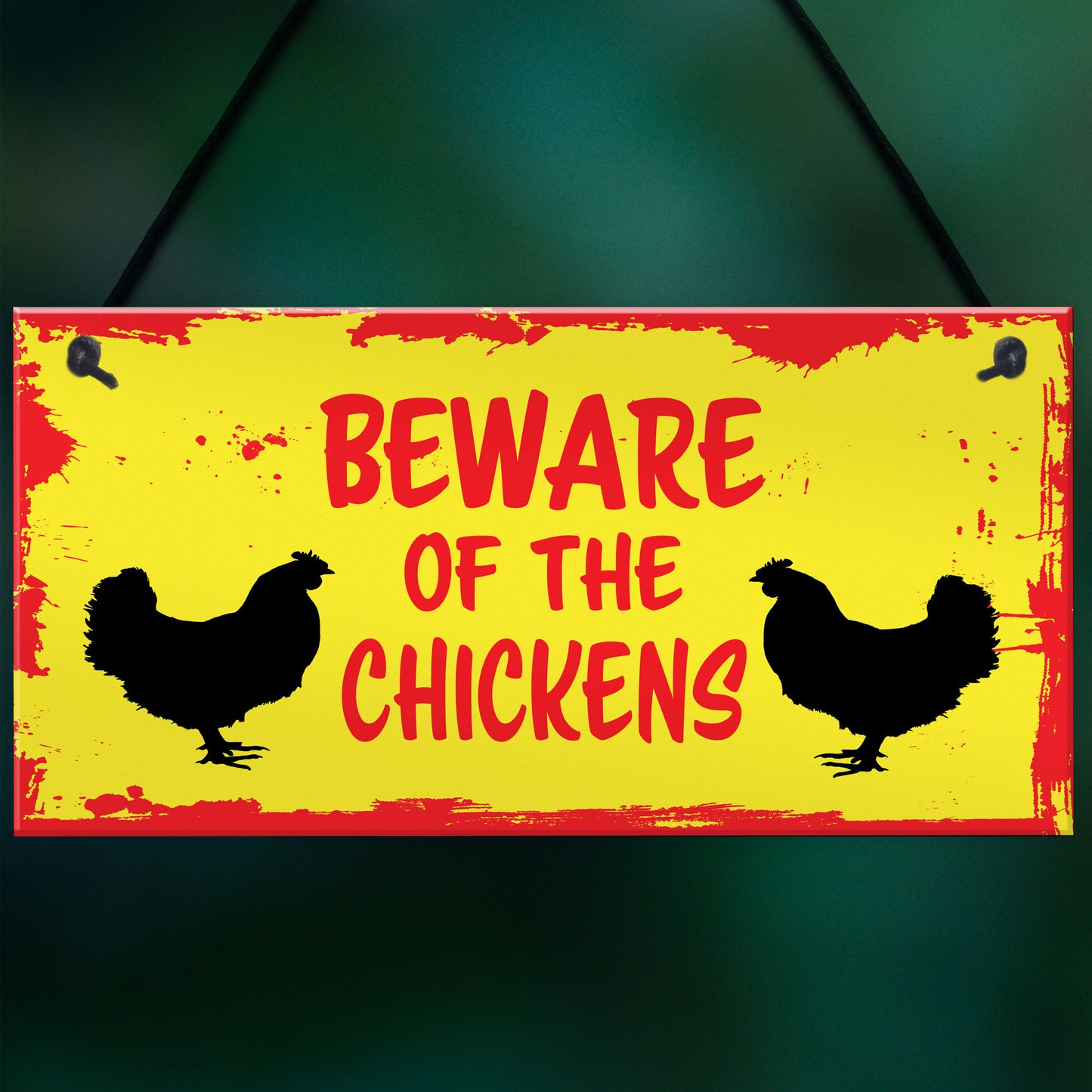 BEWARE OF THE CHICKENS Hanging Plaque Chicken Coop Sign Gift