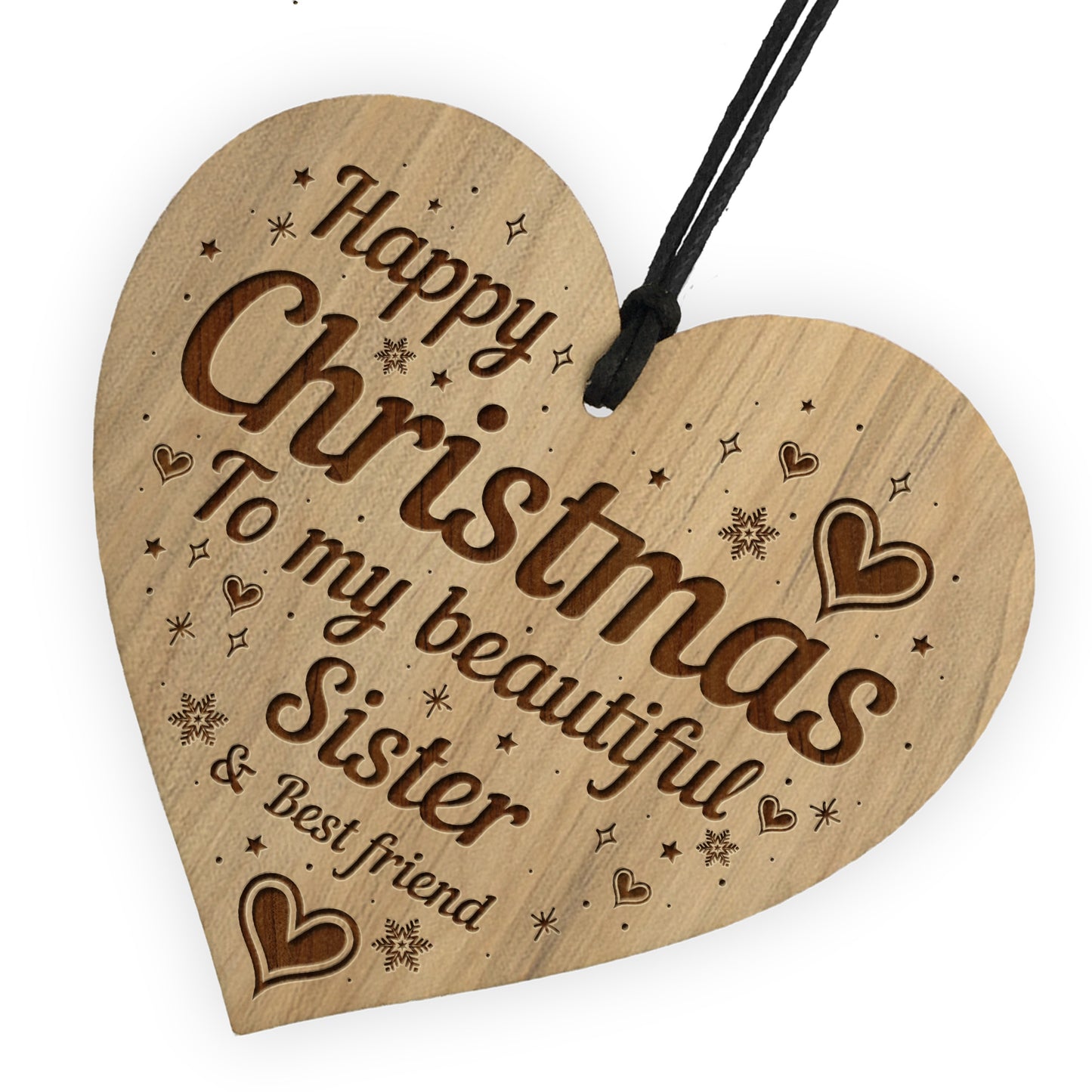 Christmas Gift For Sister Wood Engraved Heart Best Friend Sister