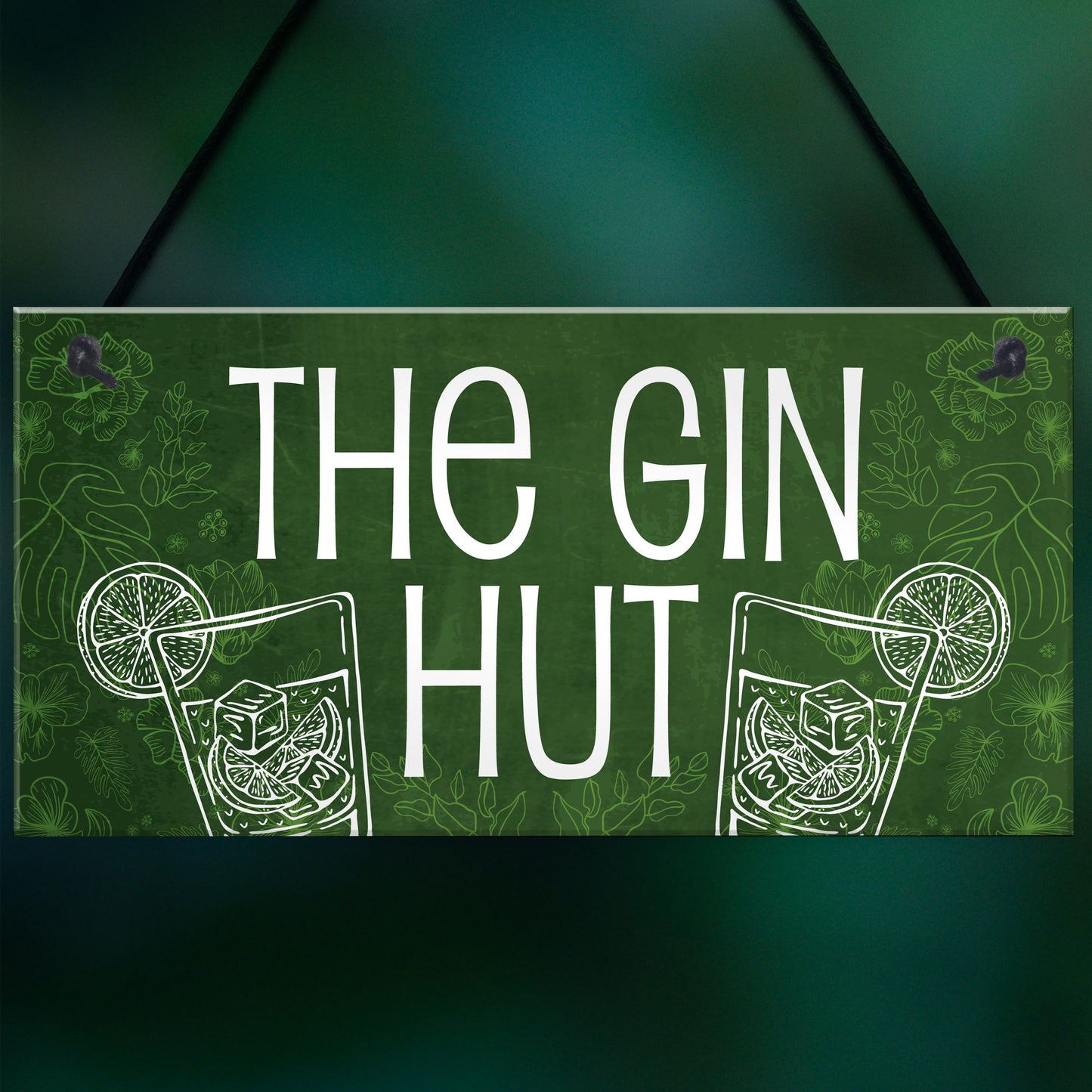 The Gin Hut Funny Home Bar Hanging Sign Garden Man Cave Gifts