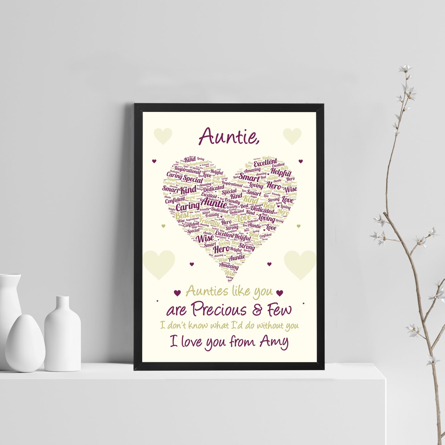 Auntie Poem Gift Word Art Framed Print Birthday Xmas Gift