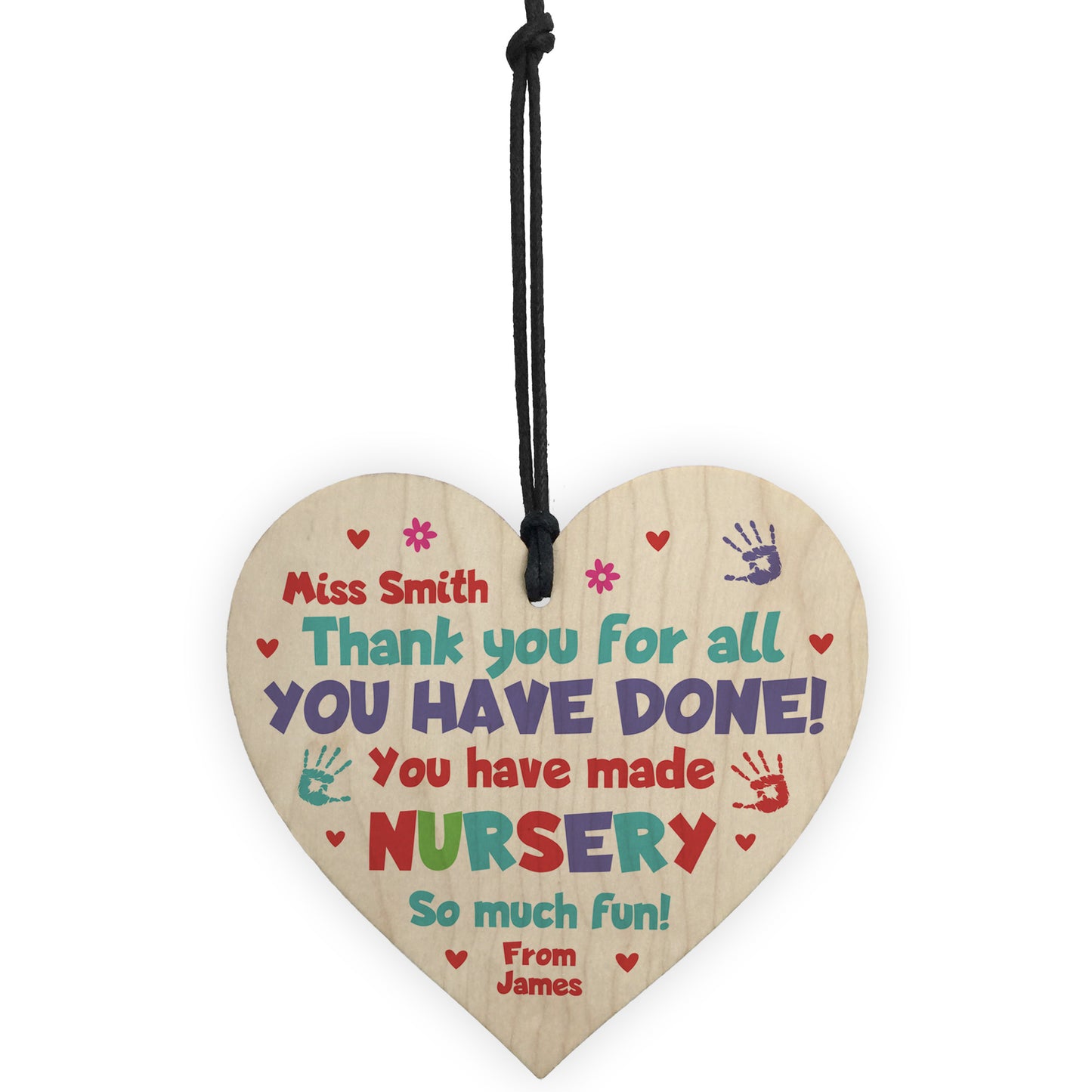Nursery Teacher Gifts PERSONALISED Wooden Heart Leaving